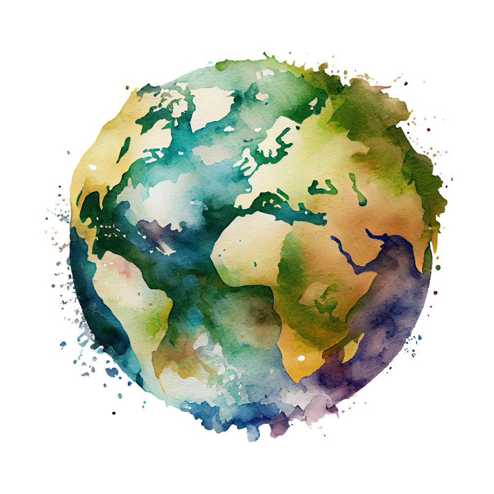 Watercolor Space Planet Fabric Panel 7 QuiltingFabricPanels