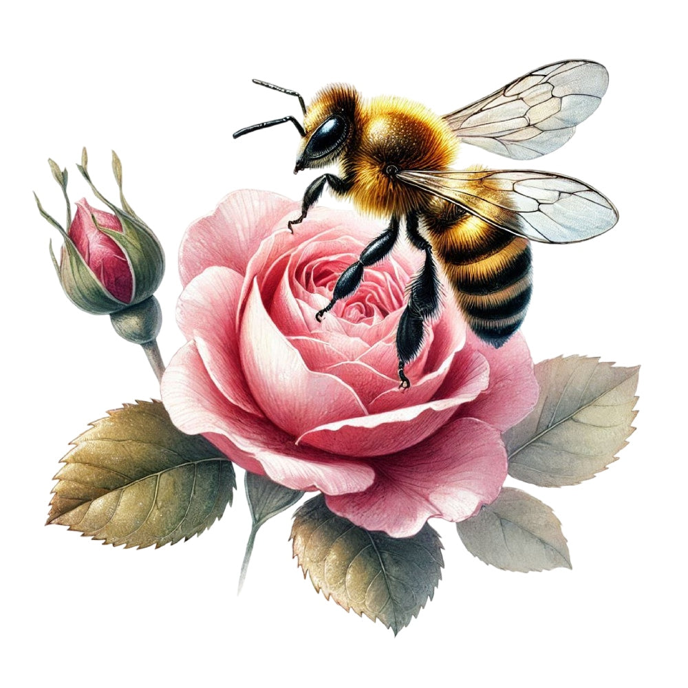 Watercolor Spring Bees Fabric Panel 15