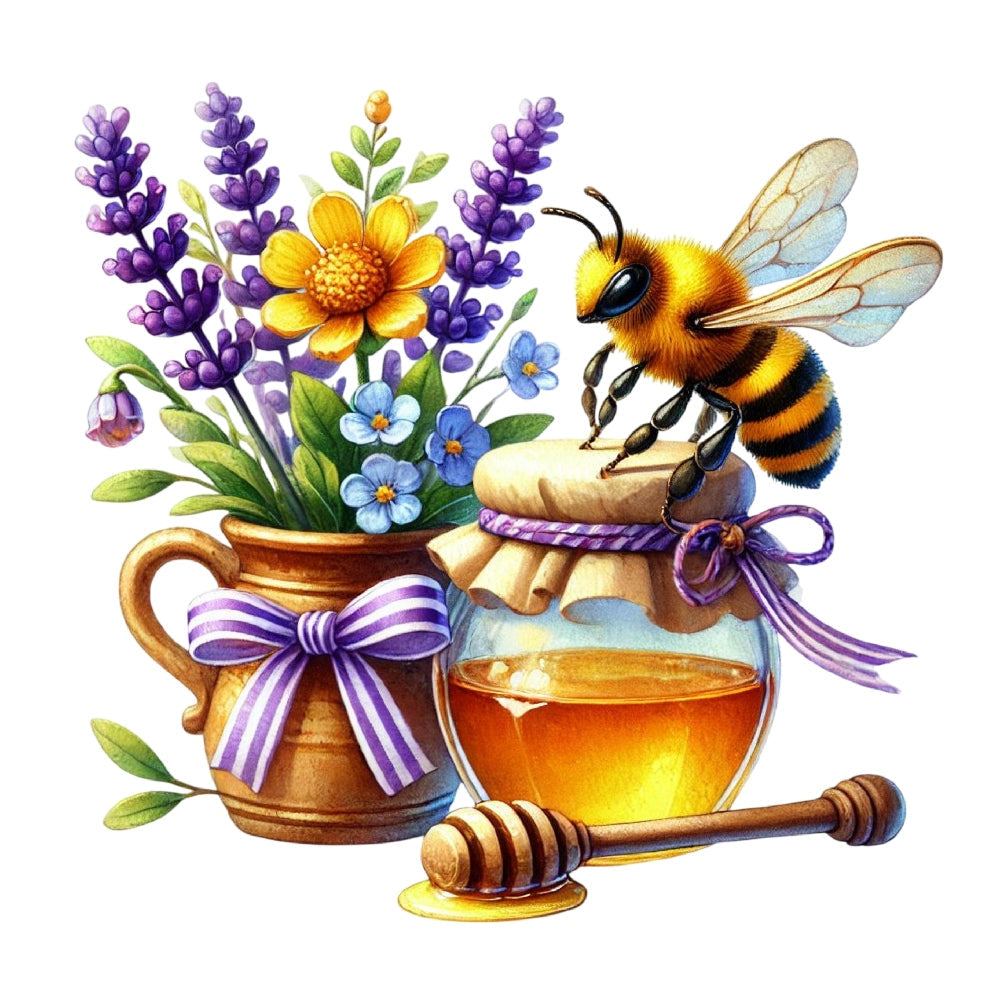 Watercolor Spring Bees Fabric Panel 17