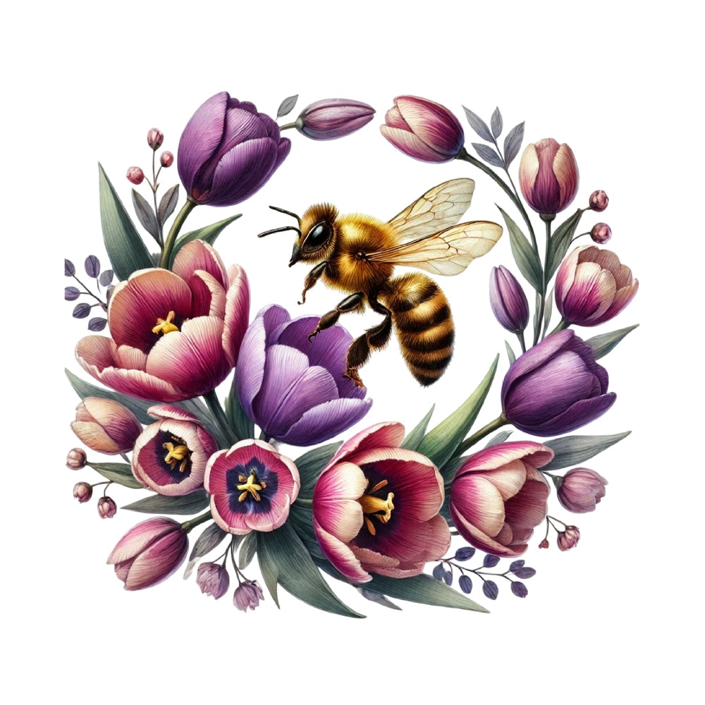 Watercolor Spring Bees Fabric Panel 20