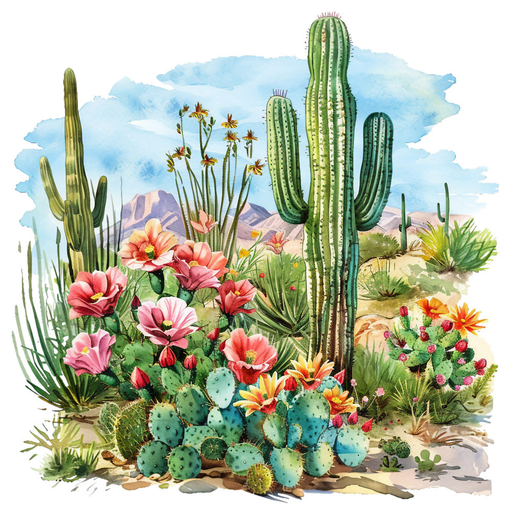 Watercolor Summer Landscapes Fabric Panel 24