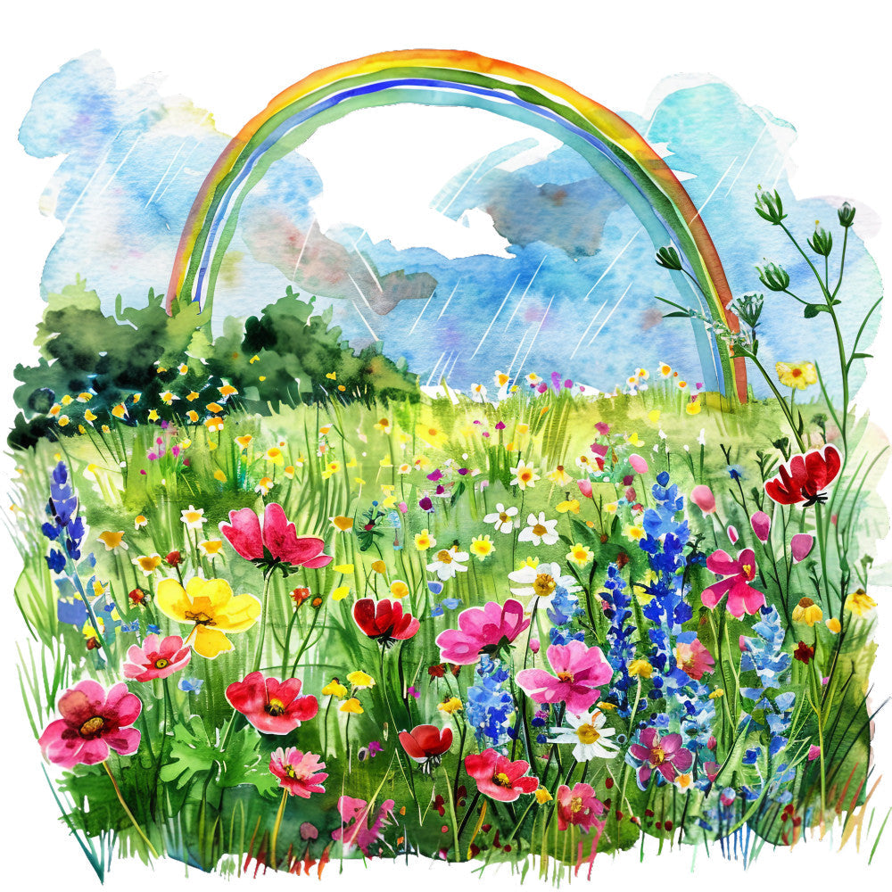 Watercolor Summer Landscapes Fabric Panel 26