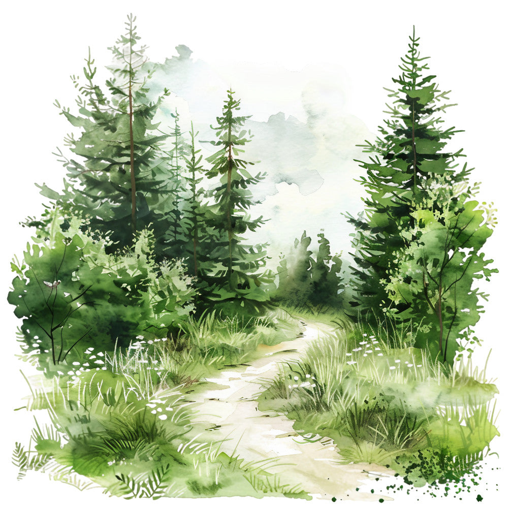 Watercolor Summer Landscapes Fabric Panel 6 QuiltingFabricPanels