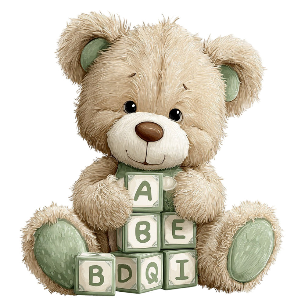 Watercolor Teddy Bear Fabric Panel 7