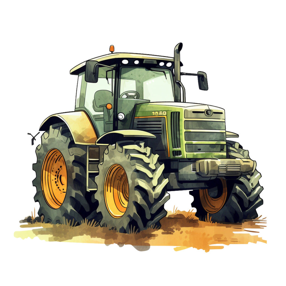 Watercolor Tractor Fabric Panel