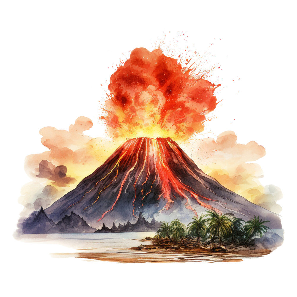 Watercolor Volcano Fabric Panel 1 - Linda's Electric Quilters