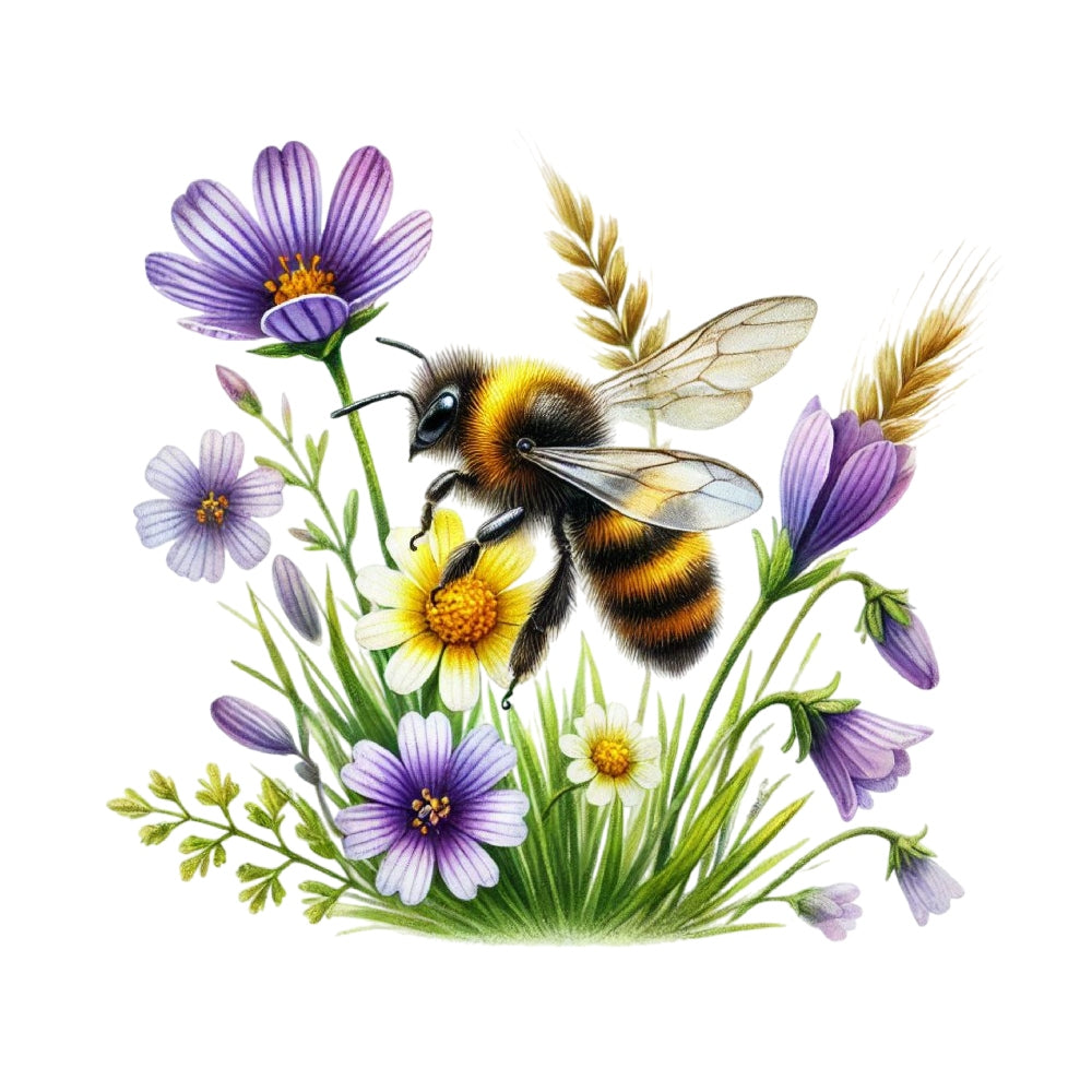 Watercolor Spring Bees Fabric Panel 29