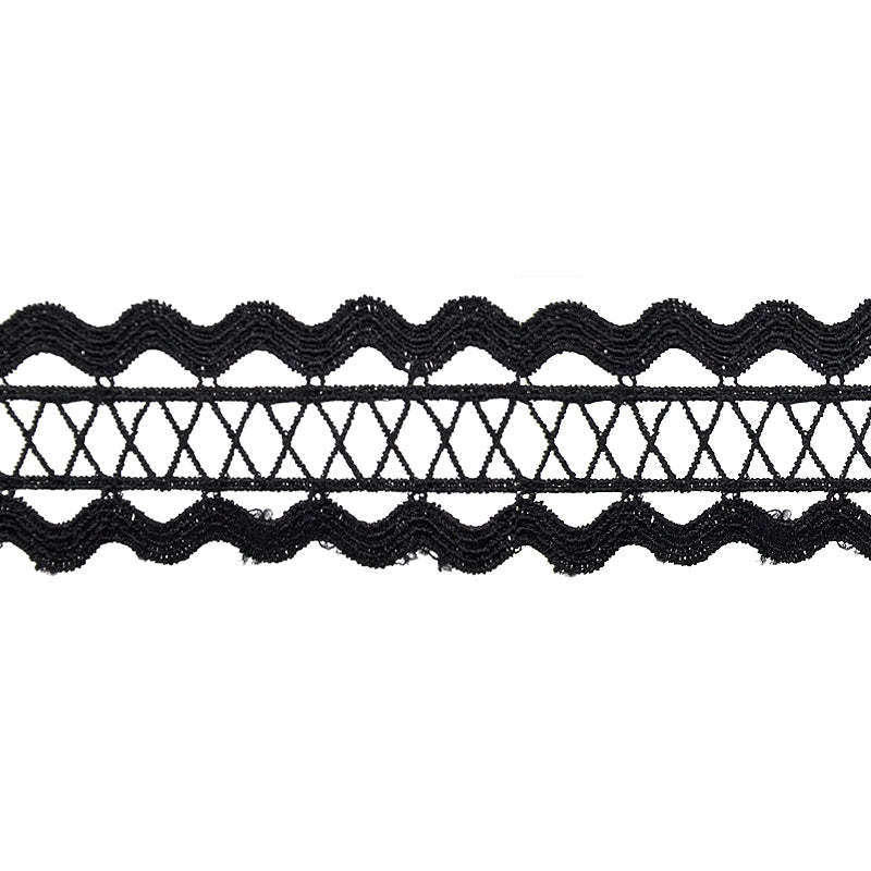 Wave Trim with Lattice Center, 1 1/2-inch X 5 Yard Roll – Decorative Scalloped Trim for Apparel & Home Décor