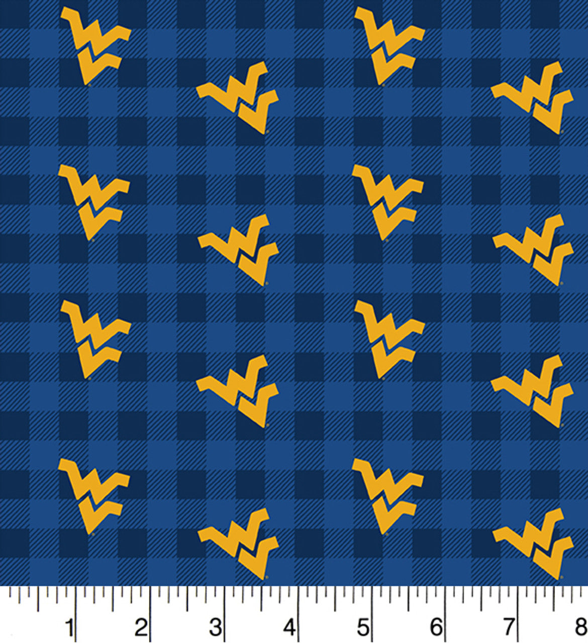 Sykel West Virginia Mountaineers buffalo plaid licensed collegiate cotton by the yard