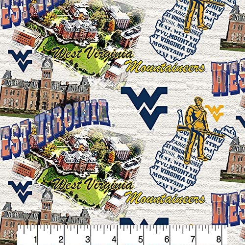 West Virginia Mountaineers - Scenic Map 44"/45" Fabric per yard