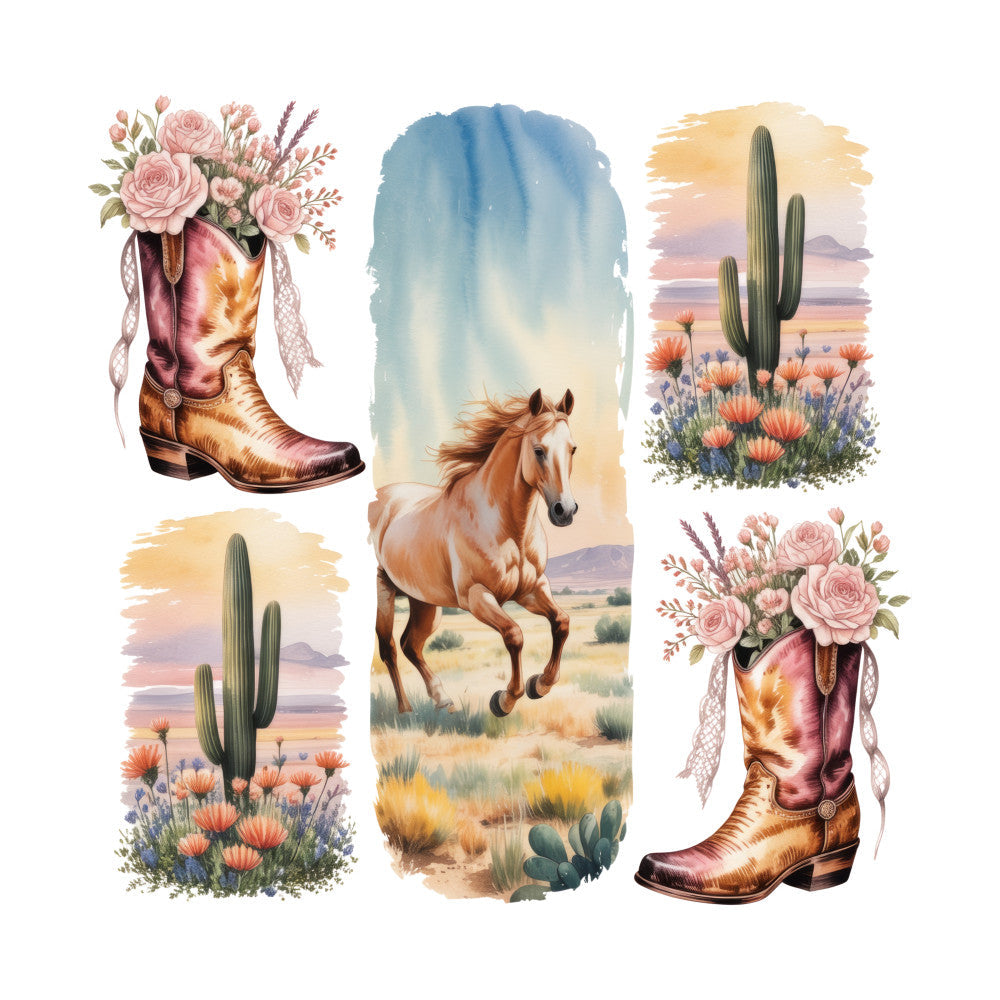 Western Brushstroke Fabric Panel 5 QuiltingFabricPanels