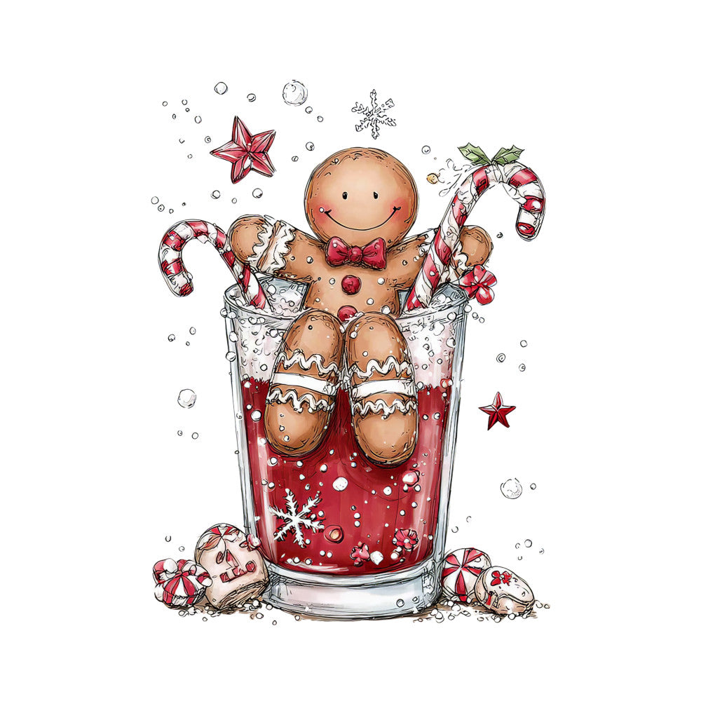 Whimsical Christmas Cocktail Fabric Panel 10