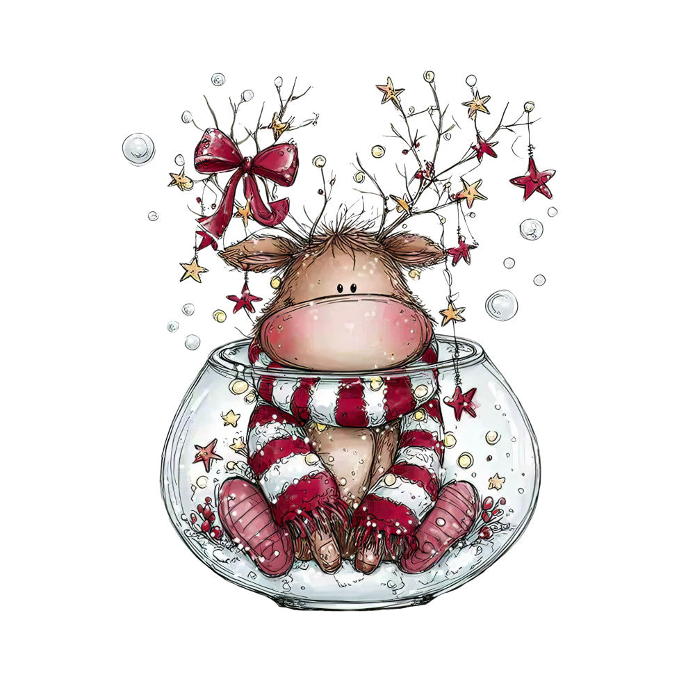 Whimsical Christmas Cocktail Fabric Panel 13