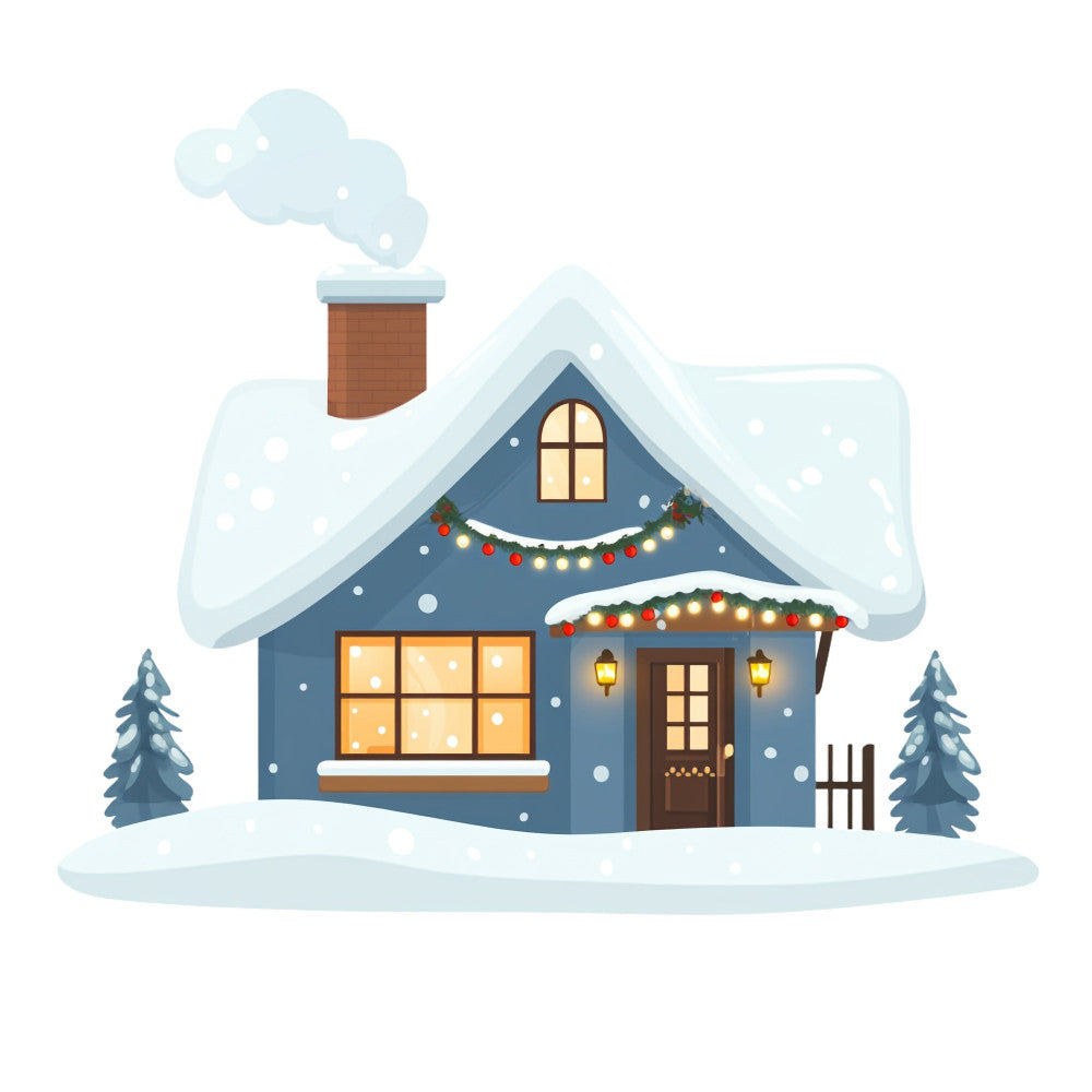 Whimsical Christmas House Fabric Panel 1
