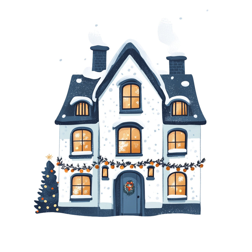 Whimsical Christmas House Fabric Panel 4