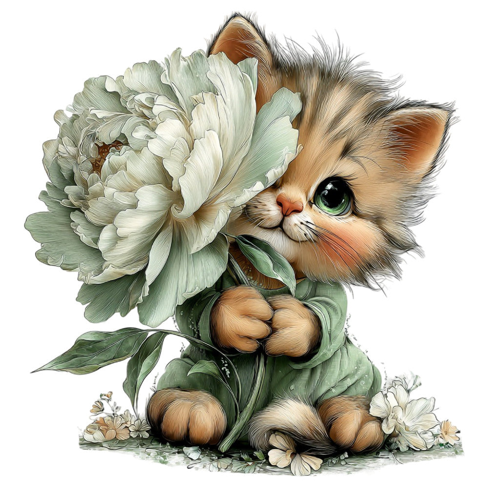Whimsical Spring Cat Fabric Panel 8