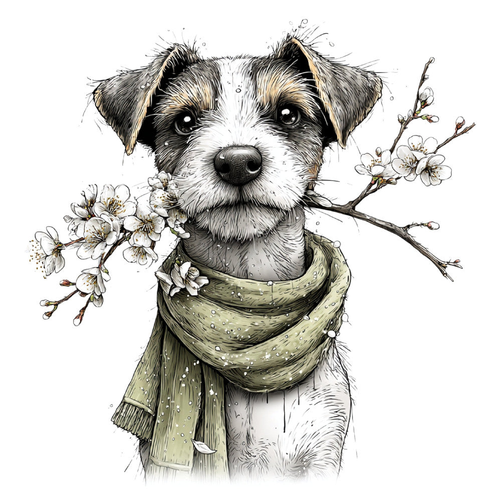 Whimsical Spring Dogs Fabric Panel 20