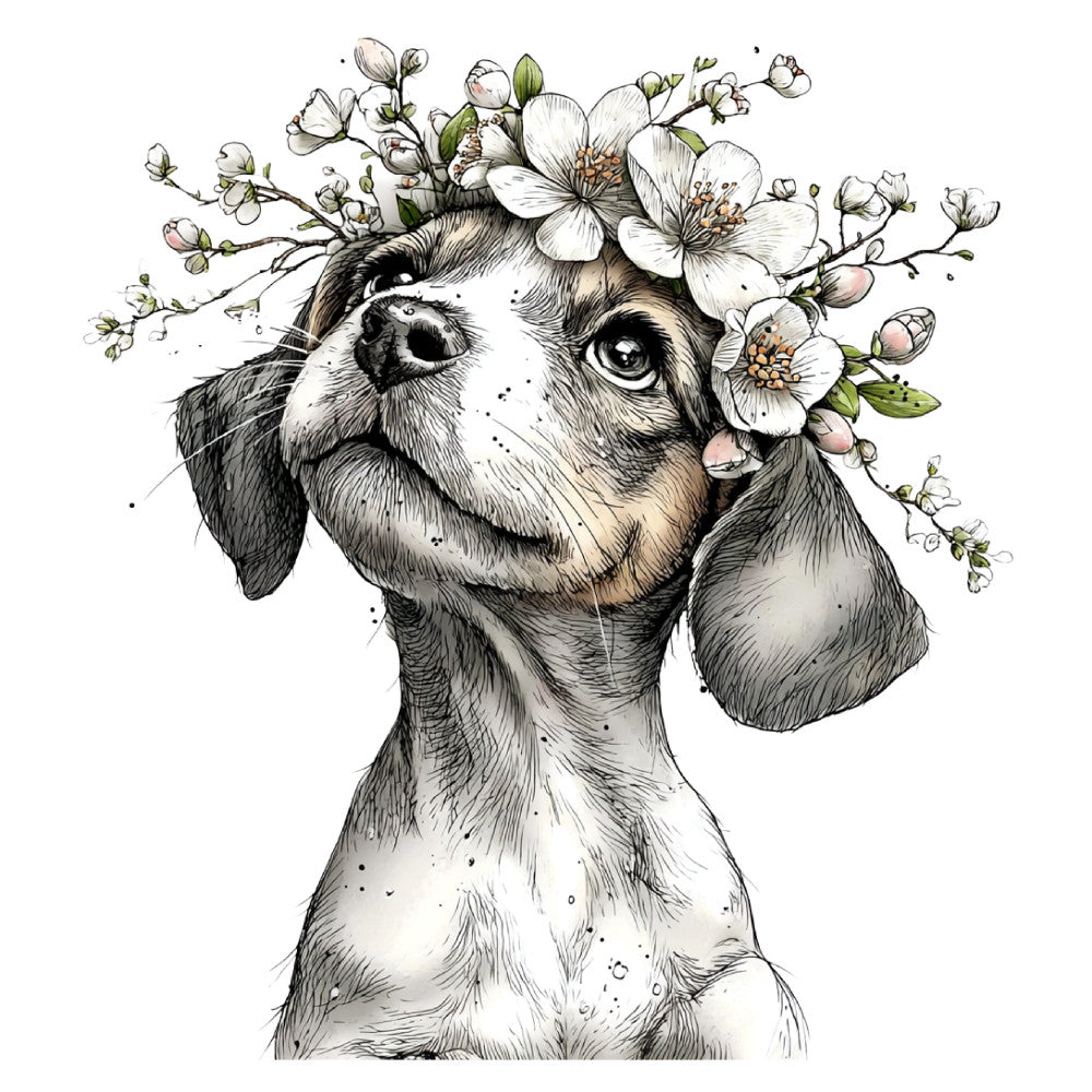 Whimsical Spring Dogs Fabric Panel 28