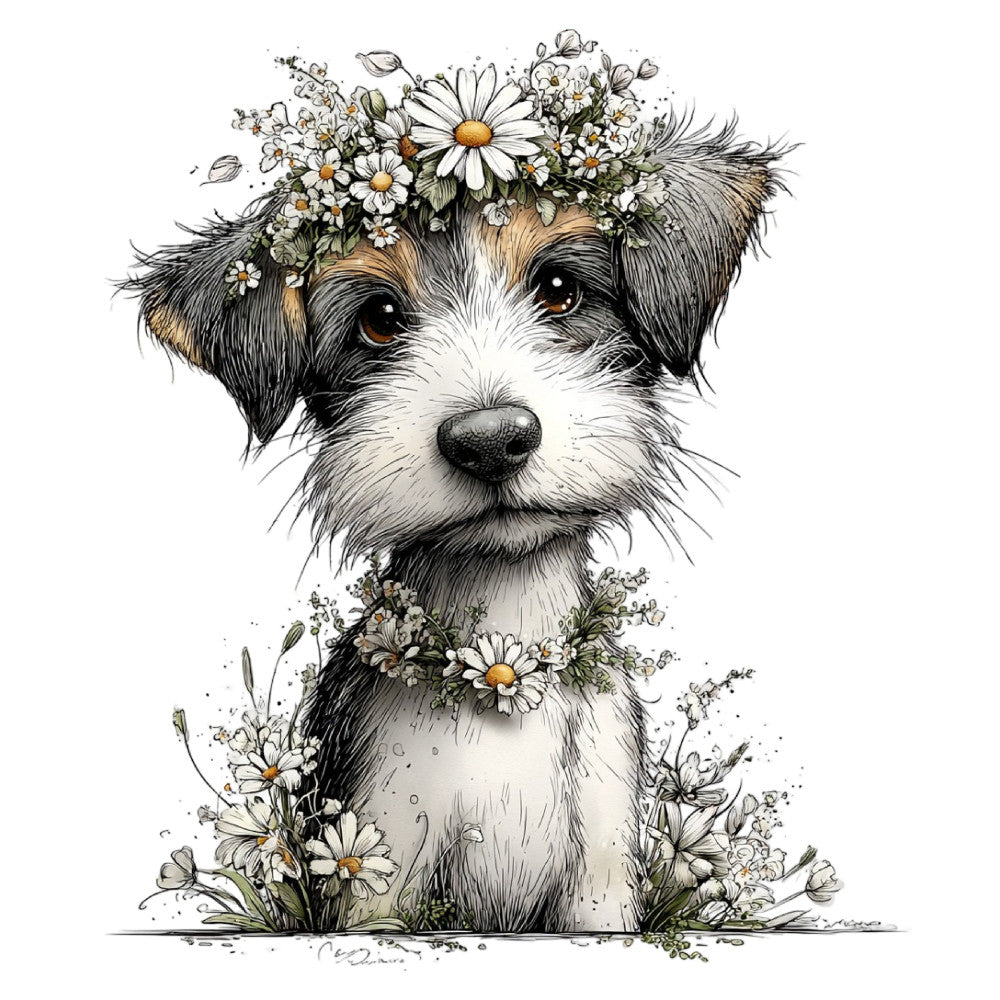 Whimsical Spring Dogs Fabric Panel 51