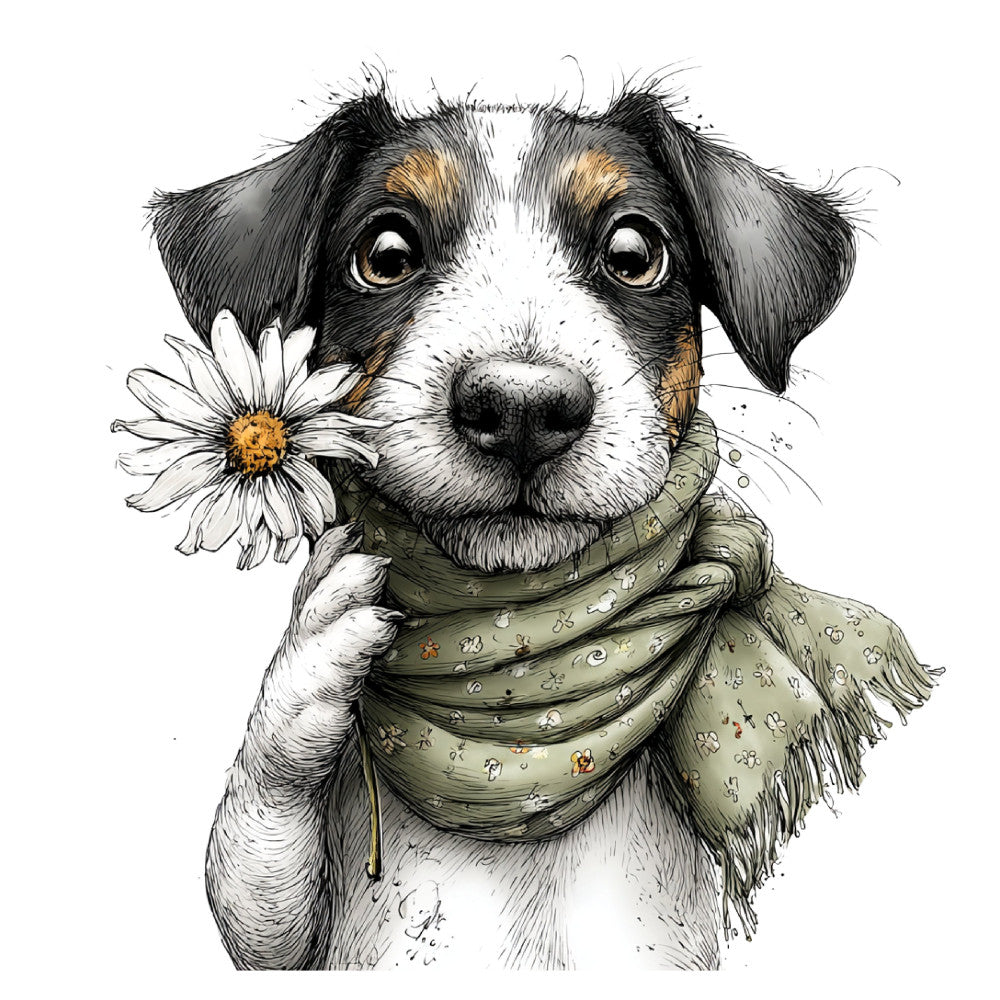 Whimsical Spring Dogs Fabric Panel 52