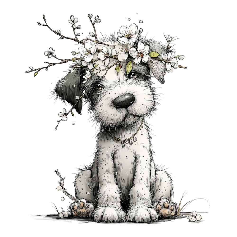 Whimsical Spring Dogs Fabric Panel 8