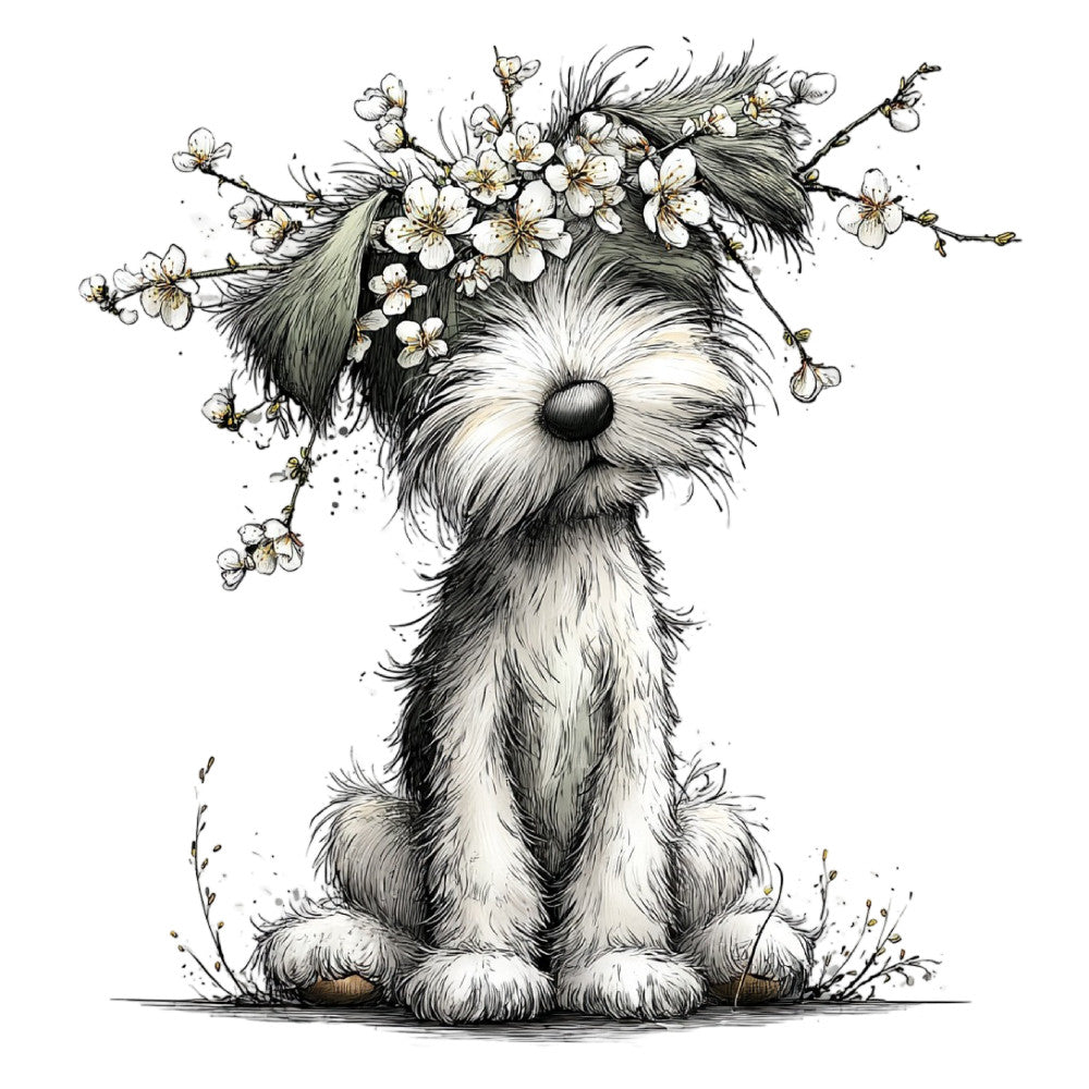 Whimsical Spring Dogs Fabric Panel 9