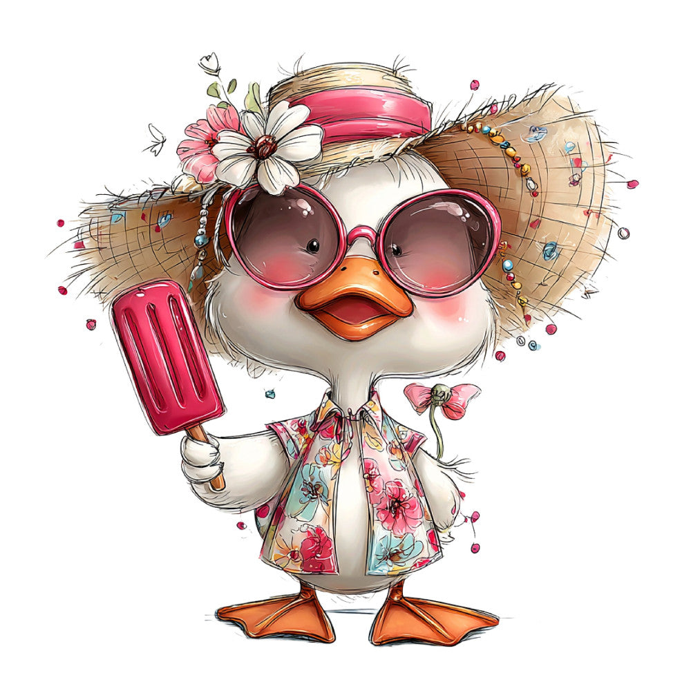 Whimsical Summer Goose Fabric Panel 10