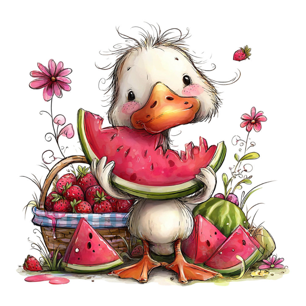 Whimsical Summer Goose Fabric Panel 12