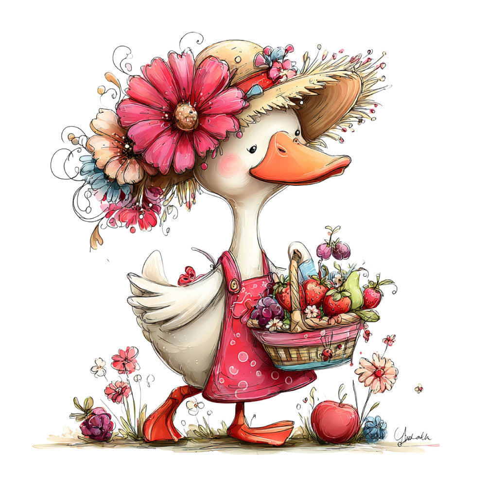Whimsical Summer Goose Fabric Panel 33