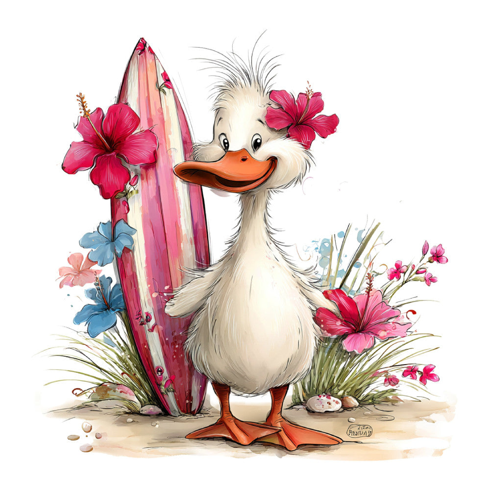 Whimsical Summer Goose Fabric Panel 40