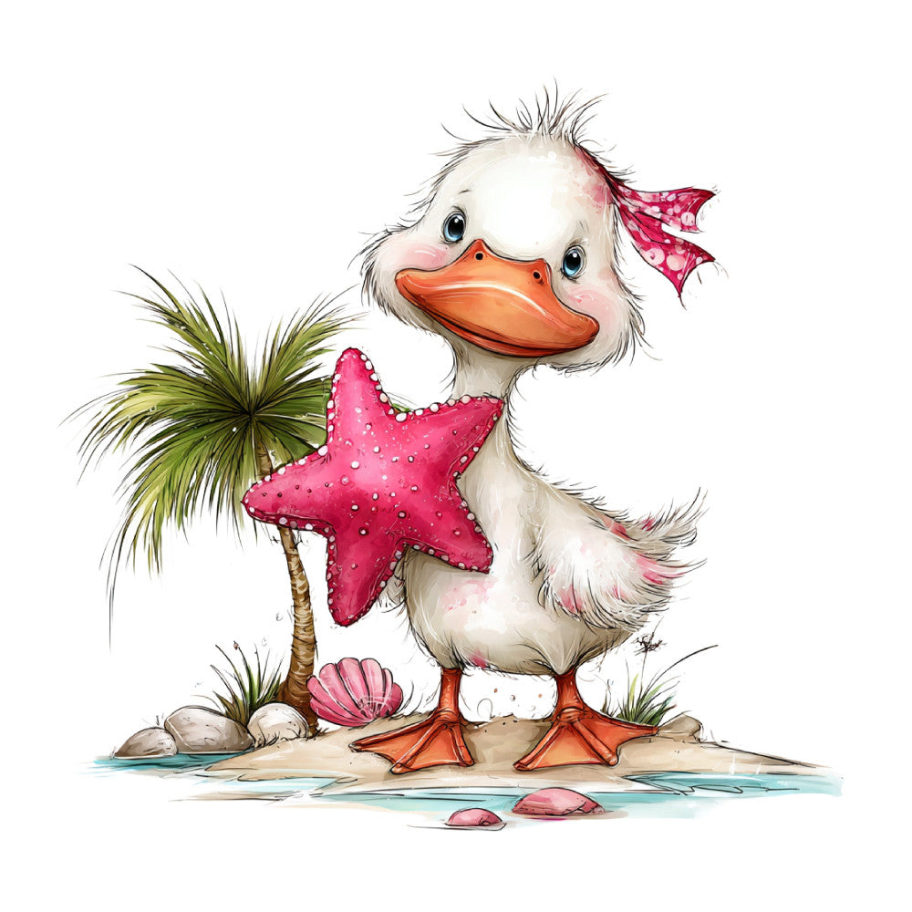 Whimsical Summer Goose Fabric Panel 42