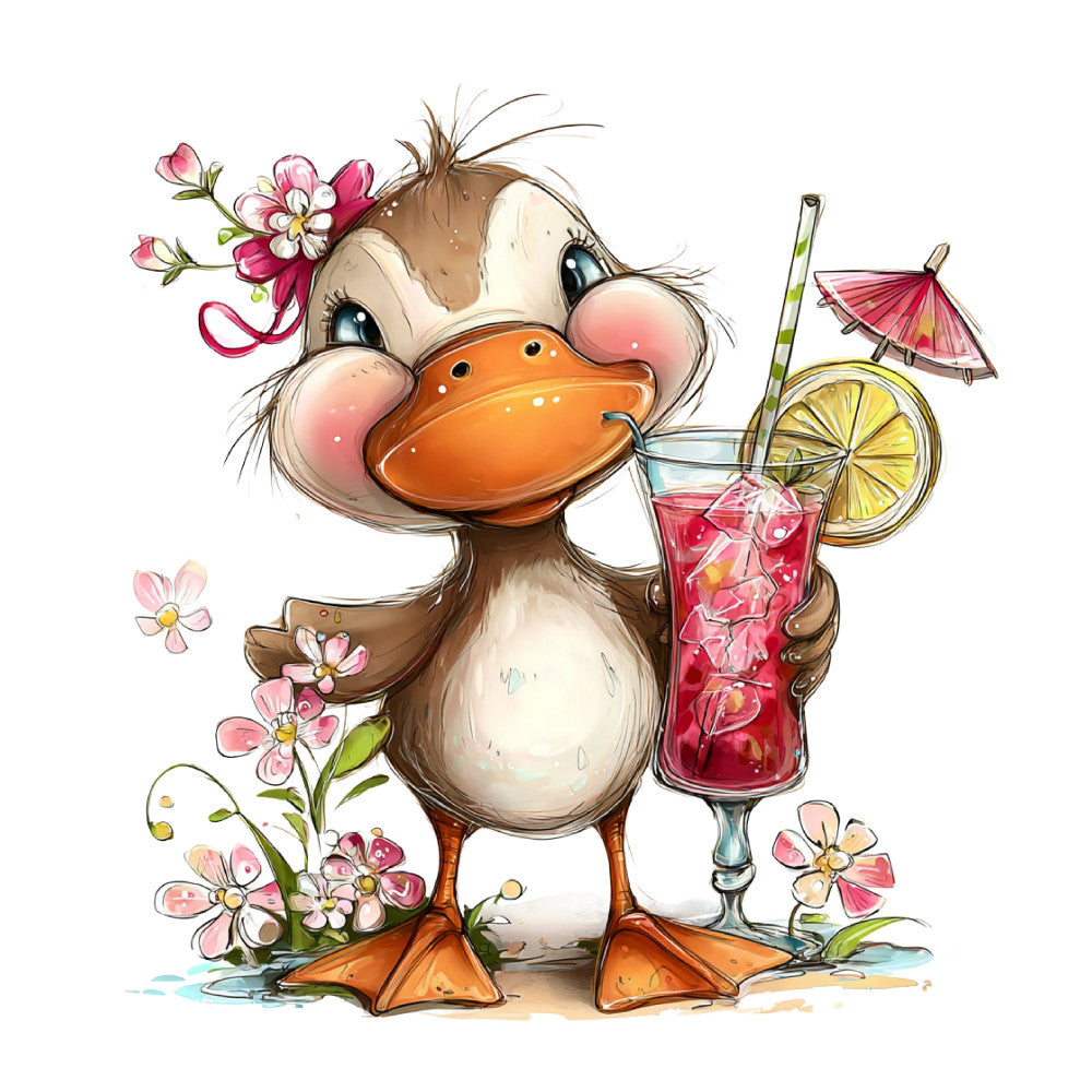 Whimsical Summer Goose Fabric Panel 46