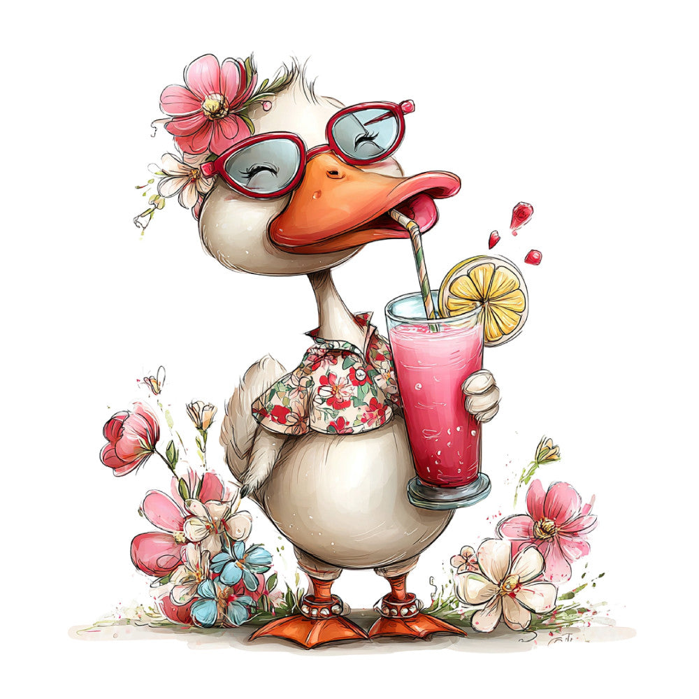 Whimsical Summer Goose Fabric Panel 9