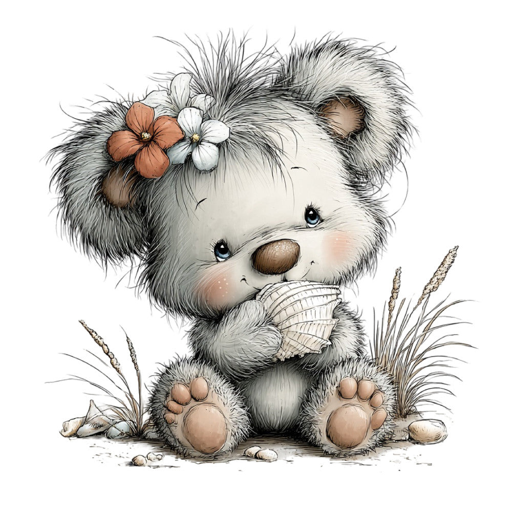 Whimsical Summer Teddy Bear Fabric Panel 2