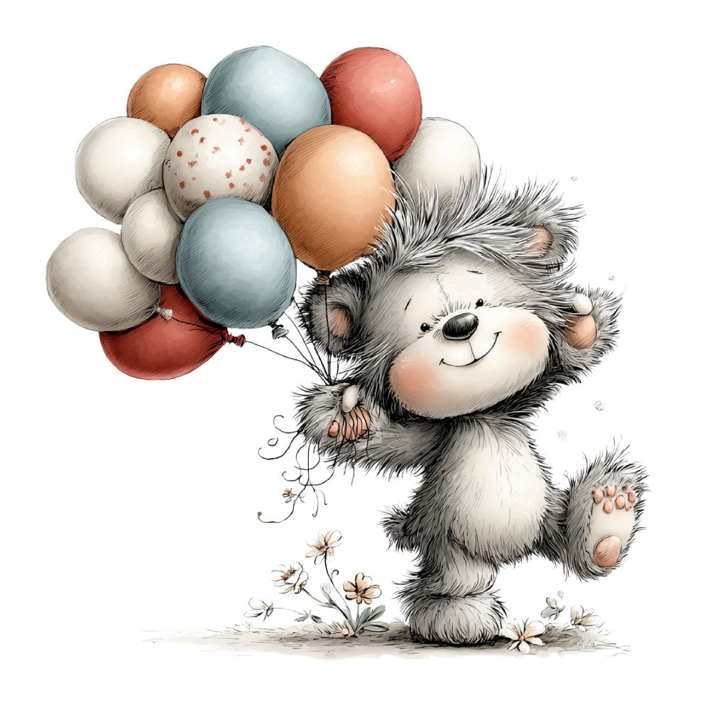 Whimsical Summer Teddy Bear Fabric Panel 21