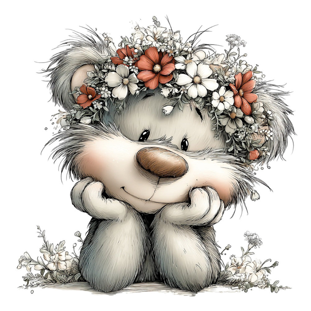 Whimsical Summer Teddy Bear Fabric Panel 24