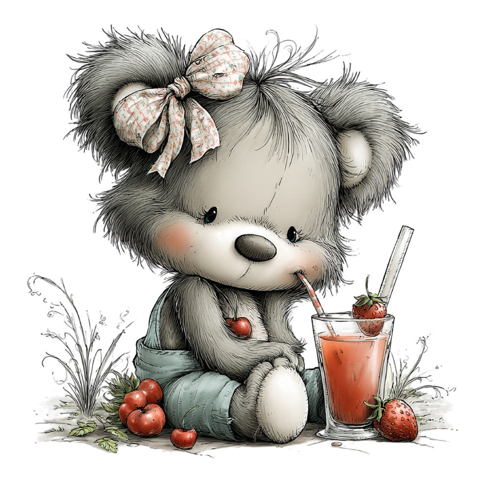 Whimsical Summer Teddy Bear Fabric Panel 25