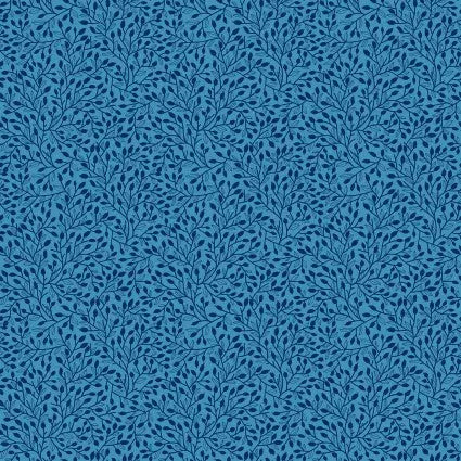 Whimsy Blue Leaves 44"/45" Fabric Per Yard In The Beginning Fabrics