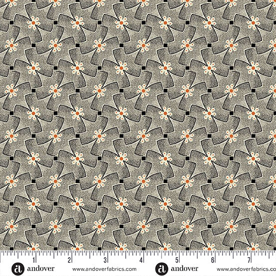 Whirly Gig Cream Black Nightfall 44 45 inch Cotton Fabric Andover Fabrics