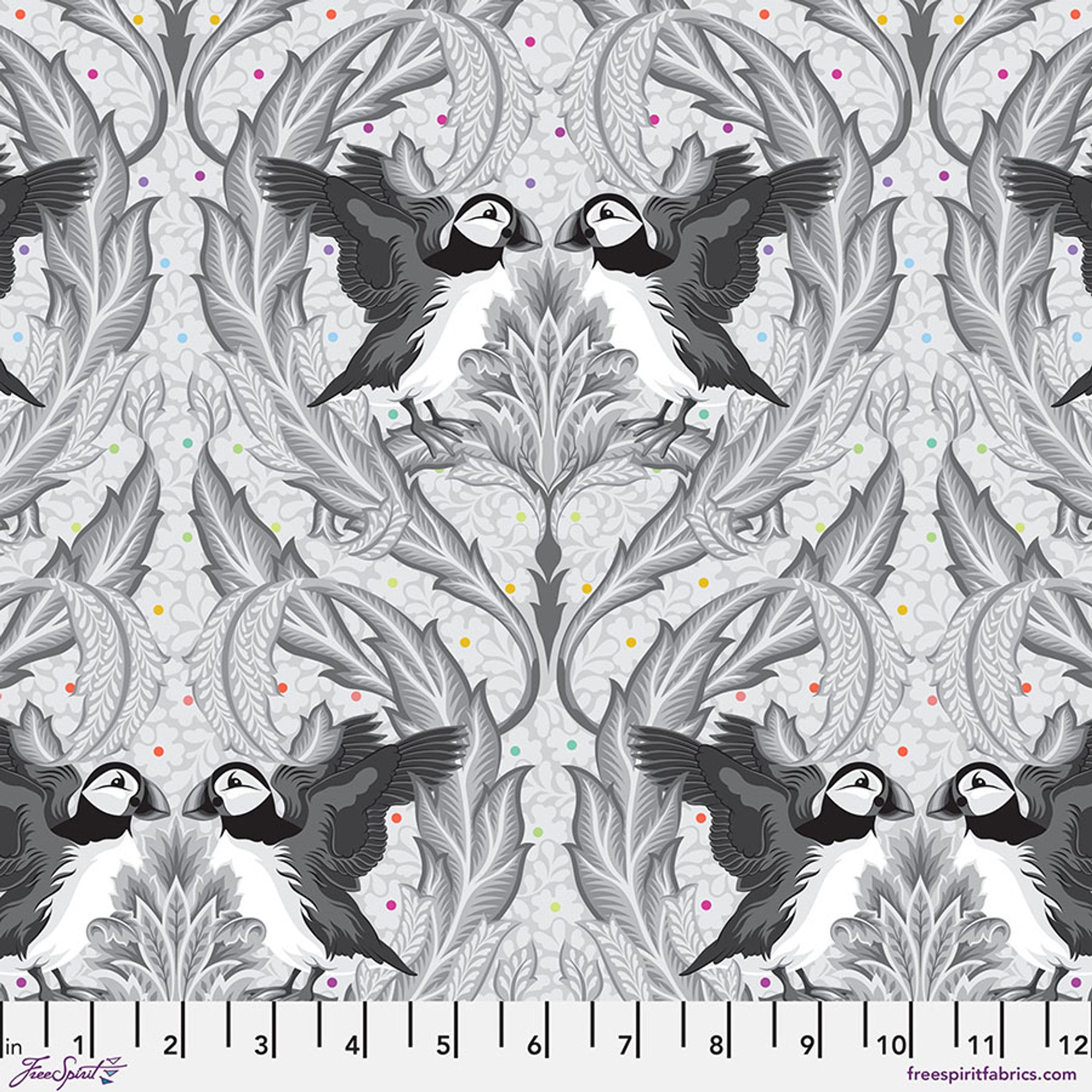 Whisper Huffin Puffin Graywork 43/44" Cotton Fabric Per Yard