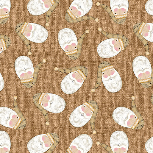 White Christmas Tossed Santa quilting fabric in natural by Jessica Flick for Benartex, Santa print on cream cotton, sold by the yard
