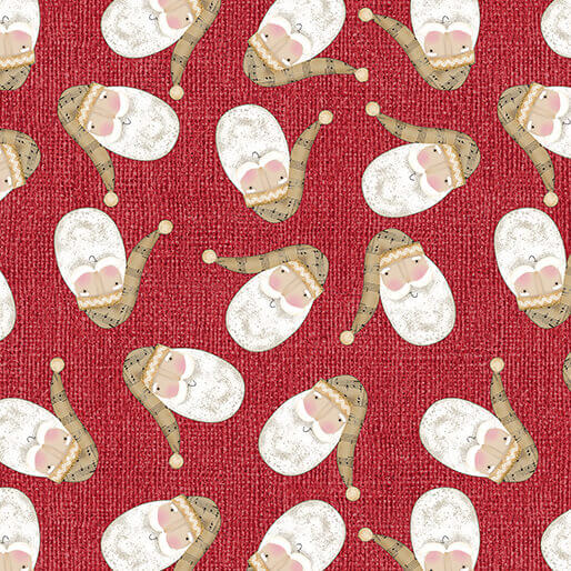 White Christmas - Tossed Santa - Red 44" / 45" Fabric Per Yard