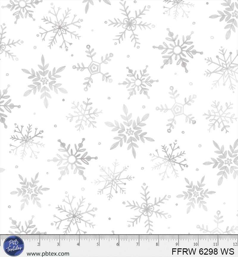White First Frost Winter Fall 108 inch Cotton Fabric P&B Textiles