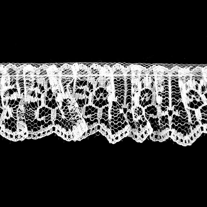 White Gathered Lace - 1 1/4" Width (40 Yard Roll) - BL-8013