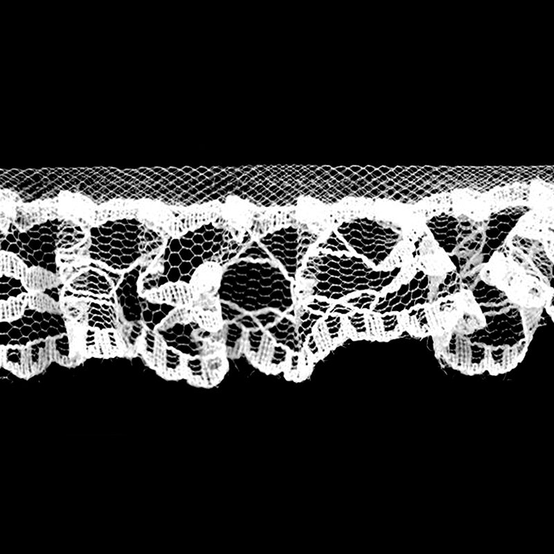 White Gathered Lace - 1" Width (40 Yard Roll) - BL-8010