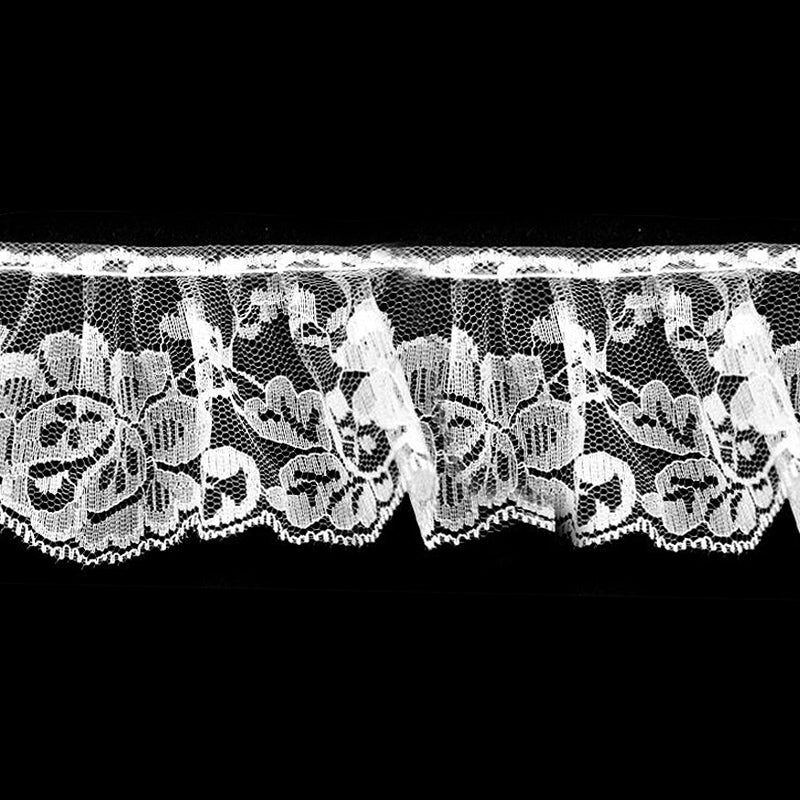 White Gathered Lace - 2 1/2" Width (40 Yard Roll) - BL-8006