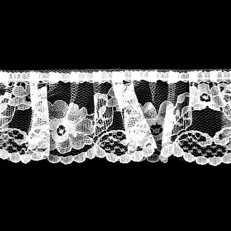 White Gathered Lace - 2" Width (40 Yard Roll) - BL-8000