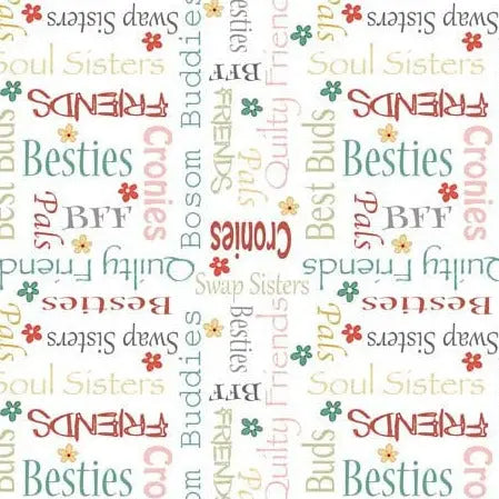 White Life is Better With Friends Wideback Cotton Fabric per yard Quilting Treasures Fabric