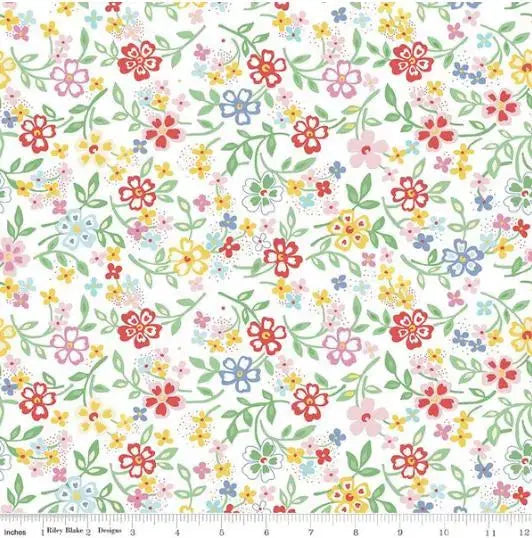 White Multi Wideback Always in Season Blooming Bright Fabric Per Yard Riley Blake Designs