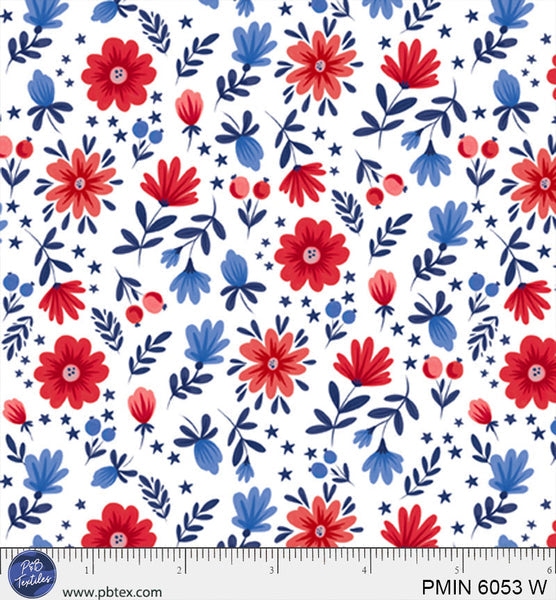 White Patriotic Minis PMIN-6053-W Cotton 44”/45” Fabric Per Yard